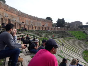 Penn State students at the Teatro Antico di Taormina, Sicily